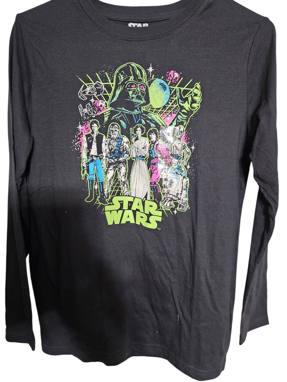 Fifth Sun Black Long-Sleeve Star Wars Neon Character Graphic Tee